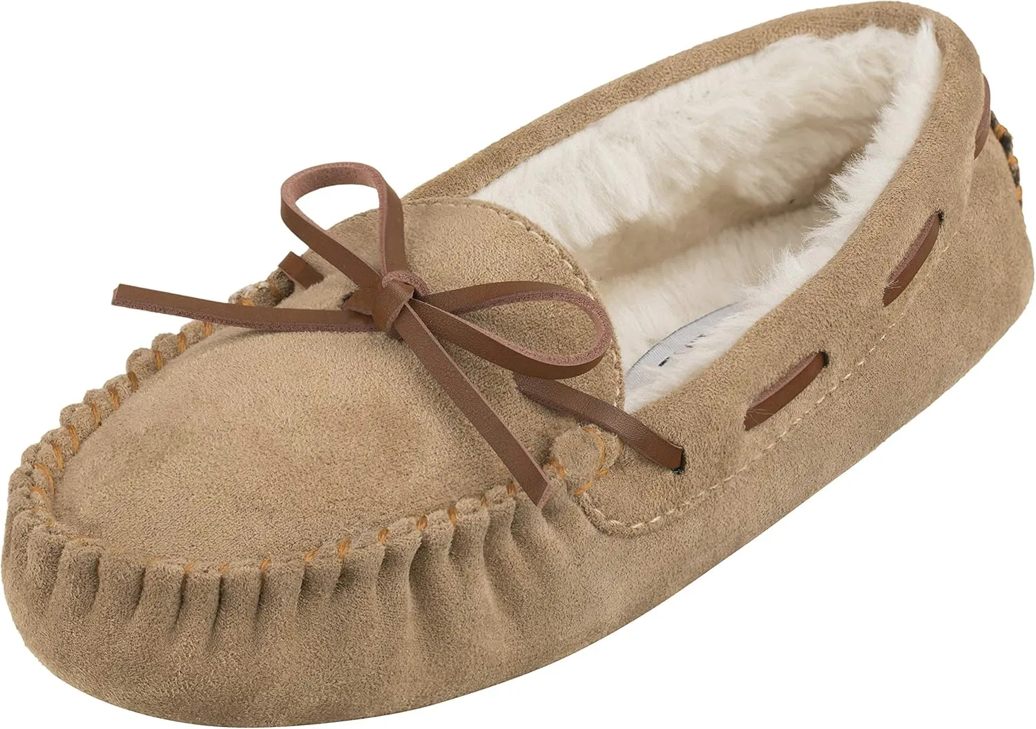 CLOVERLAY Women's Moccasin Faux Fur Suede Moccasins Comfy Soft Indoor Outdoor Slippers Flat Loafer Moccasin