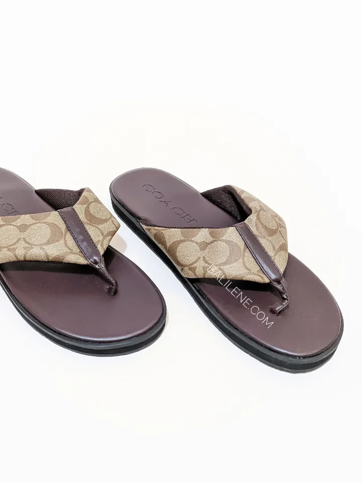 Coach G4921 Flip Flop In Signature Canvas Khaki Multi
