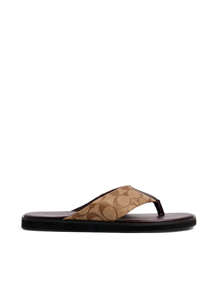 Coach G4921 Flip Flop In Signature Canvas Khaki Multi