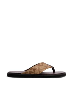 Coach G4921 Flip Flop In Signature Canvas Khaki Multi