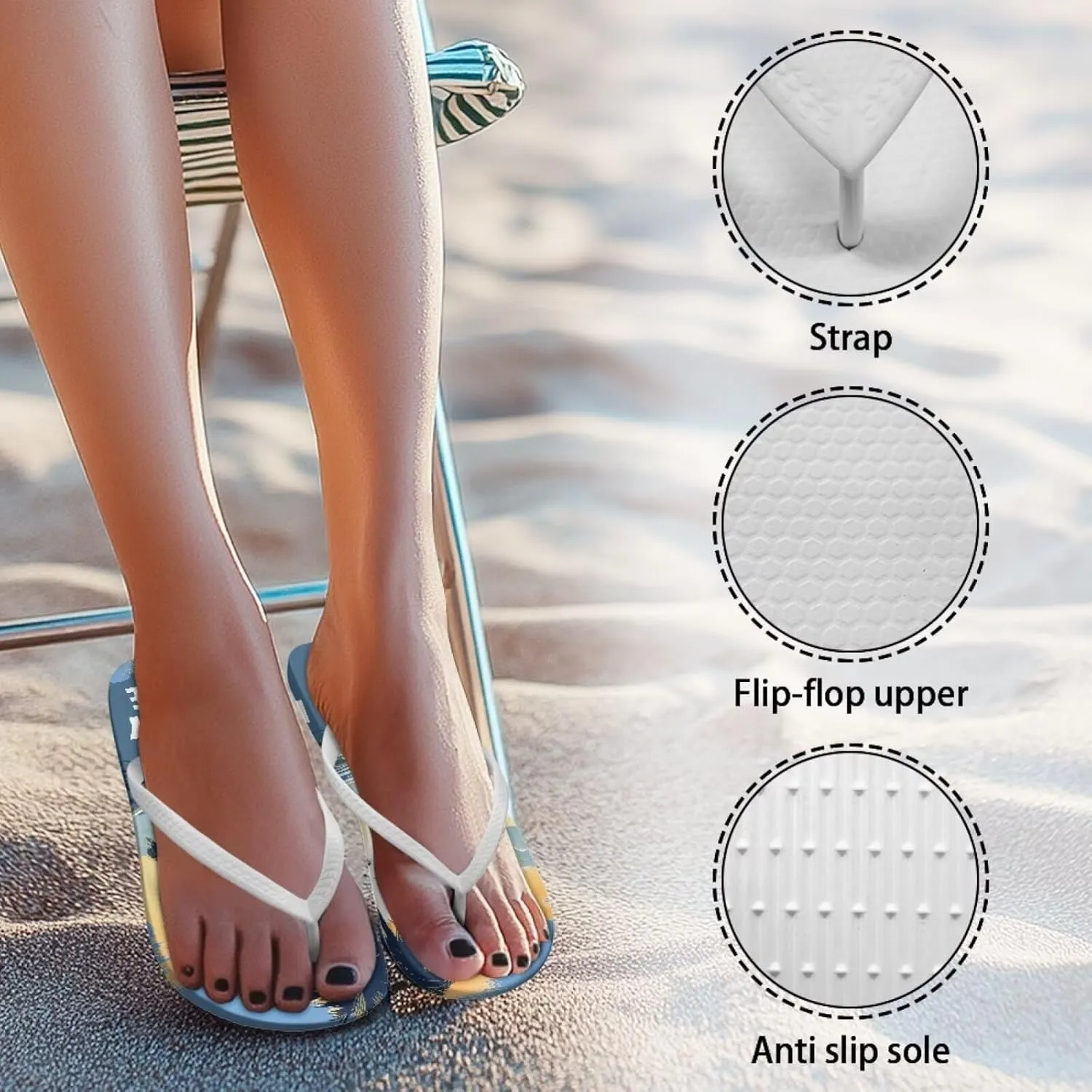 Coloranimal Flip Flops for Women Sandals Women Summer Beach Sandals Non Slip Shower Slippers Y Sandals Comfort Flip-Flops Slippers Thong Sandals