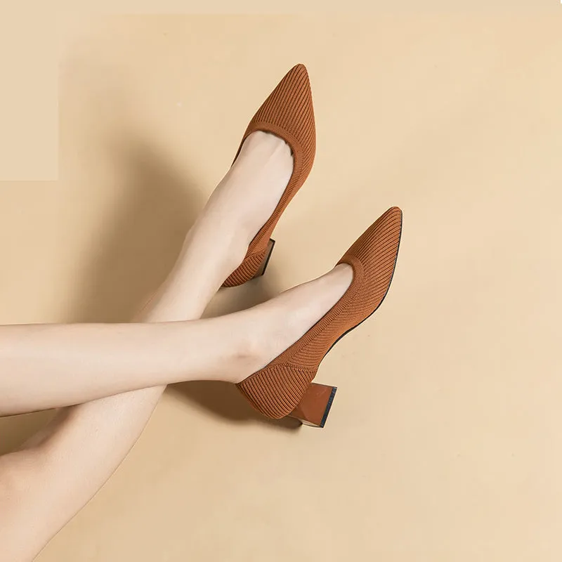 Comfortable Knit Heel Pump