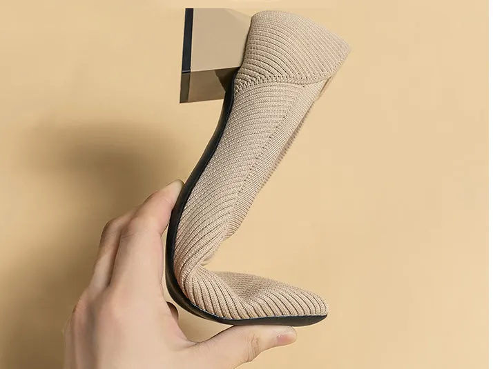Comfortable Knit Heel Pump