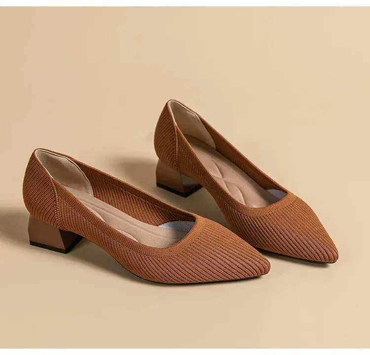 Comfortable Knit Heel Pump