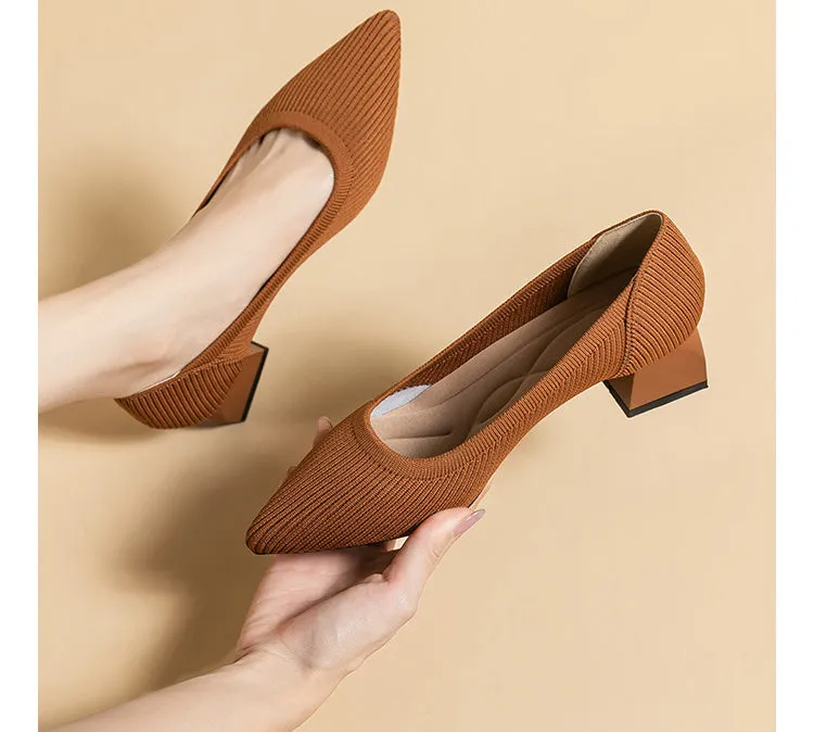 Comfortable Knit Heel Pump