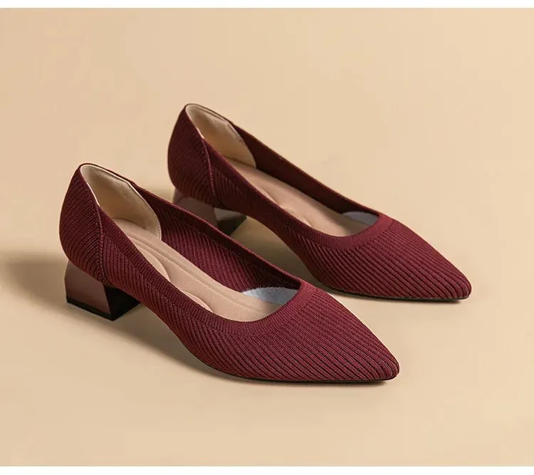 Comfortable Knit Heel Pump