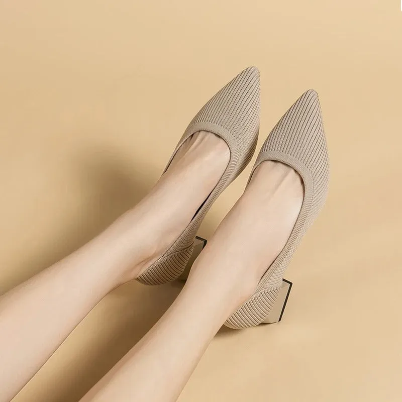 Comfortable Knit Heel Pump