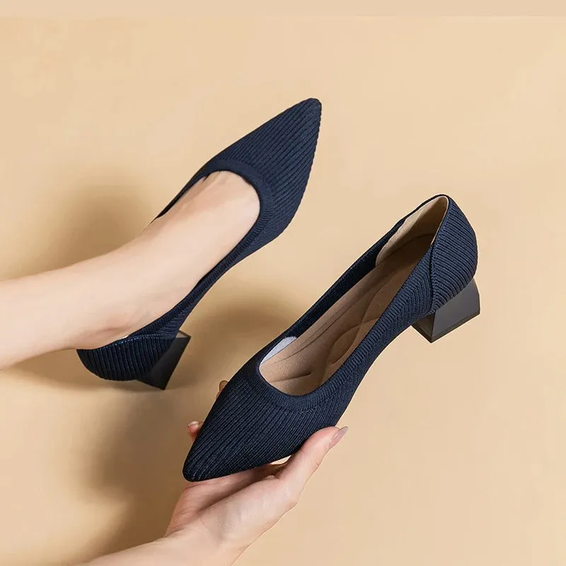 Comfortable Knit Heel Pump