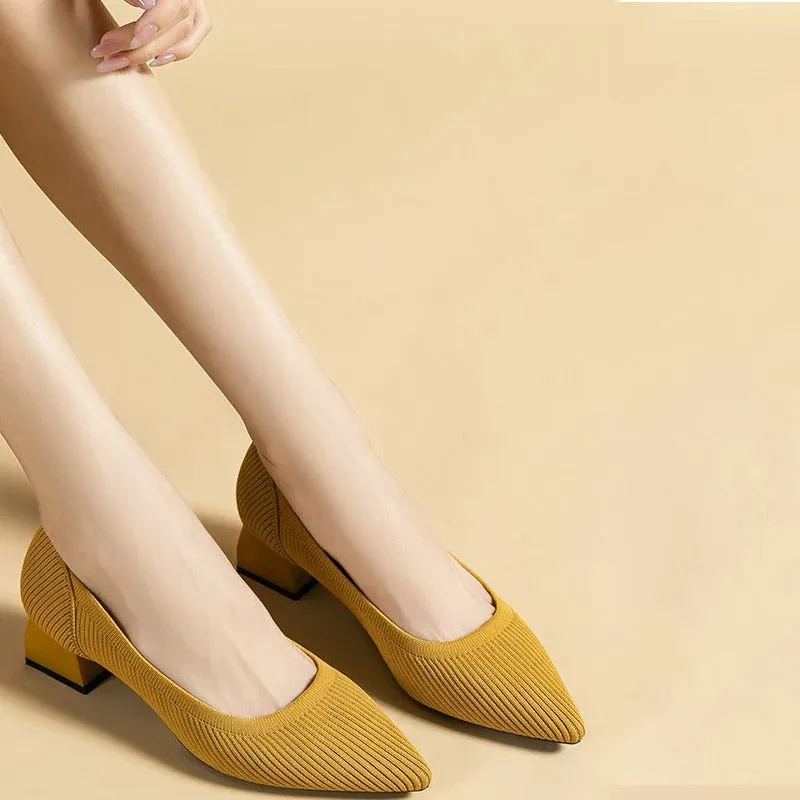Comfortable Knit Heel Pump