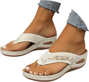 Comfortable sandals for women with Arch Support Summer Casual Boho Slip On Orthopedic Wide Width Platform Slippers