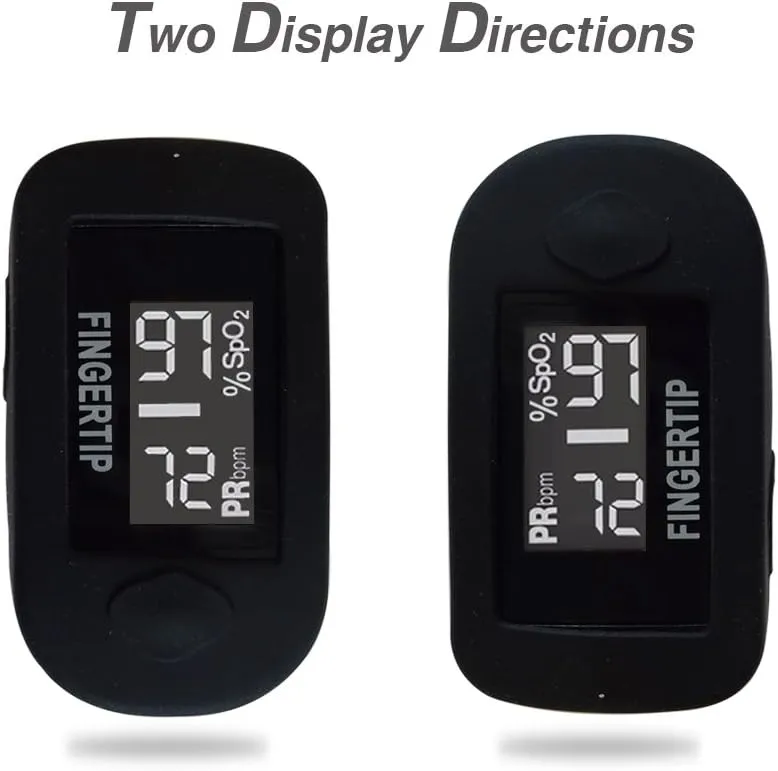 Concord Fingertip Pulse Oximeter with Reversible Display - Blood Oxygen Saturation Monitor with Carrying Case, Batteries and Lanyard - Easy to Use, Accurate SpO2 & Pulse Measurement (Black Ox)