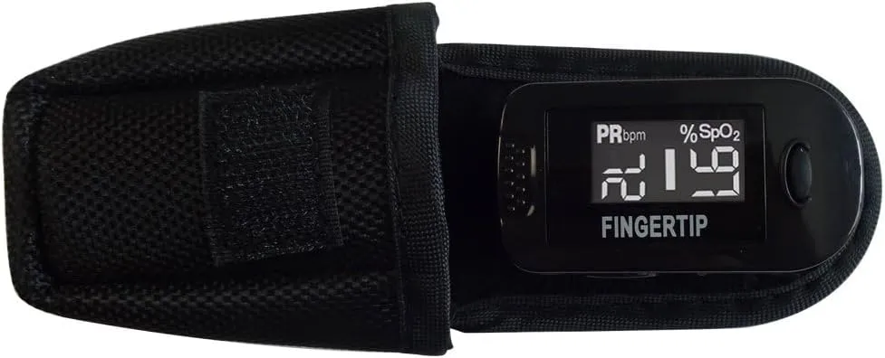 Concord Fingertip Pulse Oximeter with Reversible Display - Blood Oxygen Saturation Monitor with Carrying Case, Batteries and Lanyard - Easy to Use, Accurate SpO2 & Pulse Measurement (Black Ox)