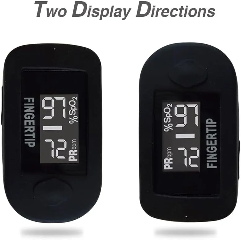 Concord Fingertip Pulse Oximeter with Reversible Display - Blood Oxygen Saturation Monitor with Carrying Case, Batteries and Lanyard - Easy to Use, Accurate SpO2 & Pulse Measurement (Black Ox)