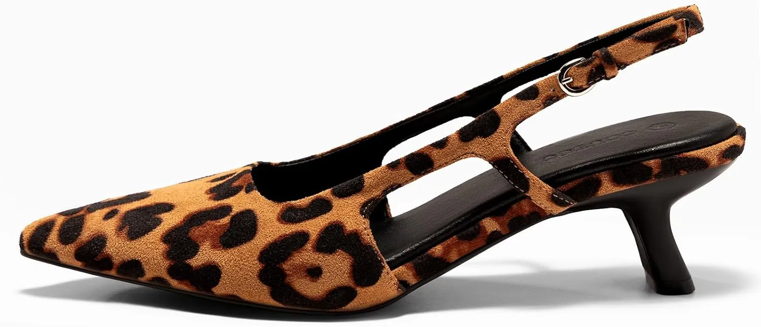 Coutgo Womens Slingback Kitten Heels Closed Pointed Toe Pumps Ankle Strap Work Dress Shoes