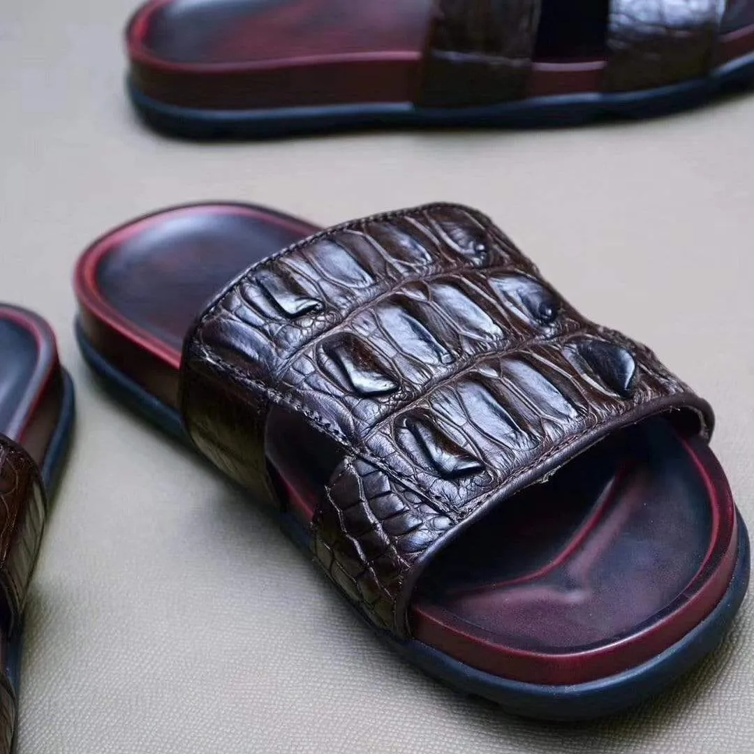 Crocodile Shoes Genuine  Crocodile Bone  Leather  Mens  Slipper