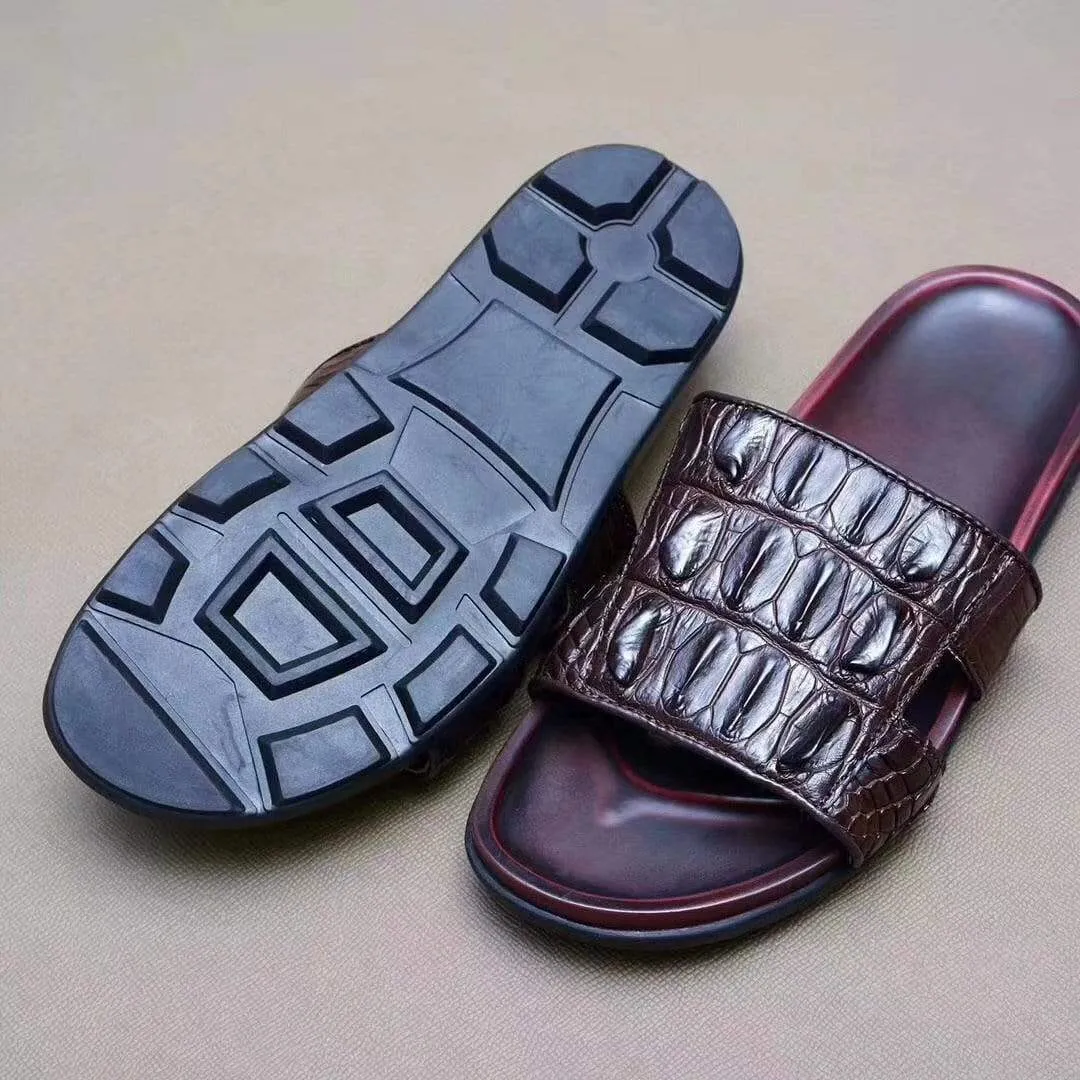 Crocodile Shoes Genuine  Crocodile Bone  Leather  Mens  Slipper