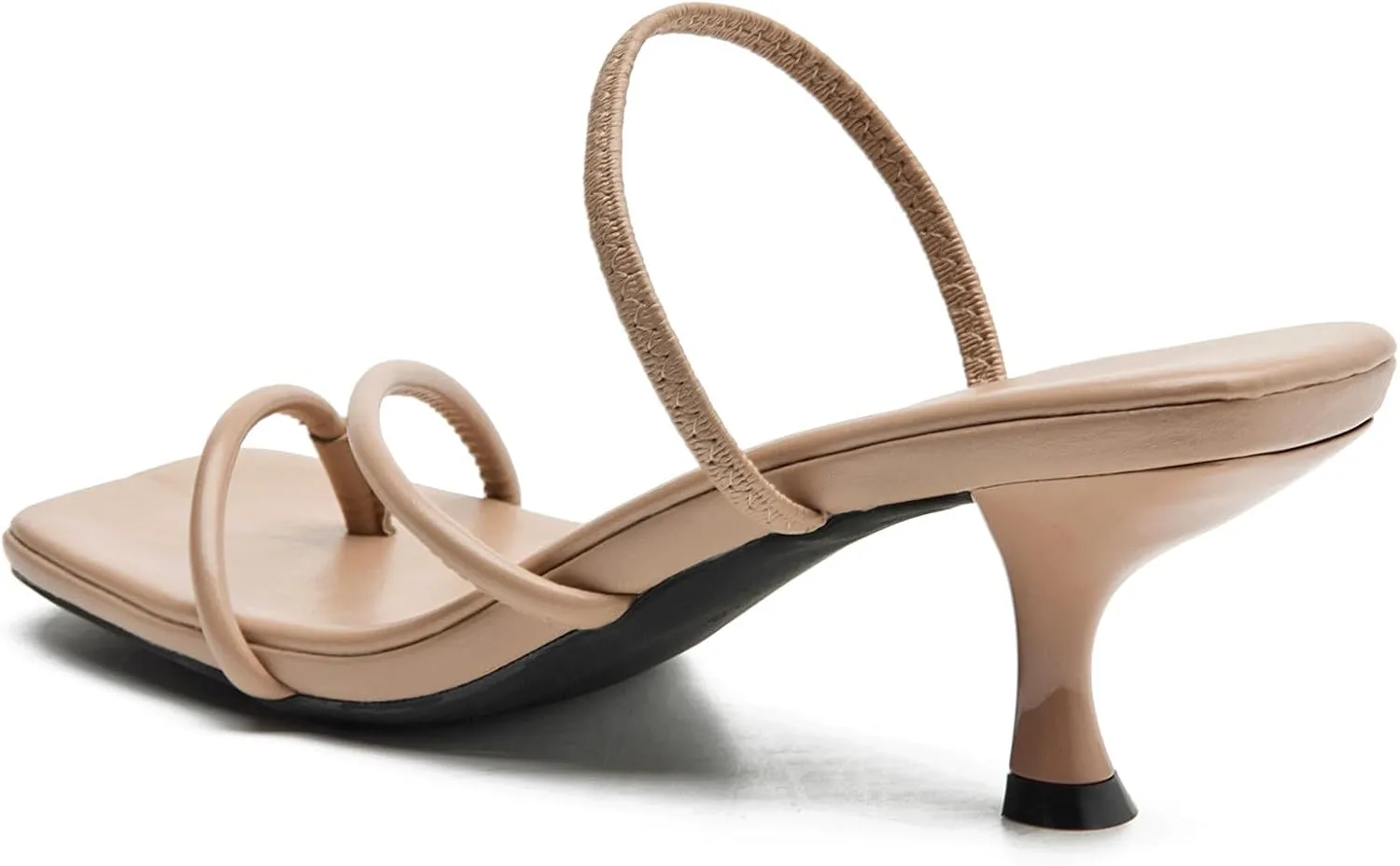 DADAWEN Women's kitten Heels Thong Sandals Strappy Open Square Toe Flip Flop Heels Sexy Fashion Comfort Summer Dressy Party Heeled Sandals