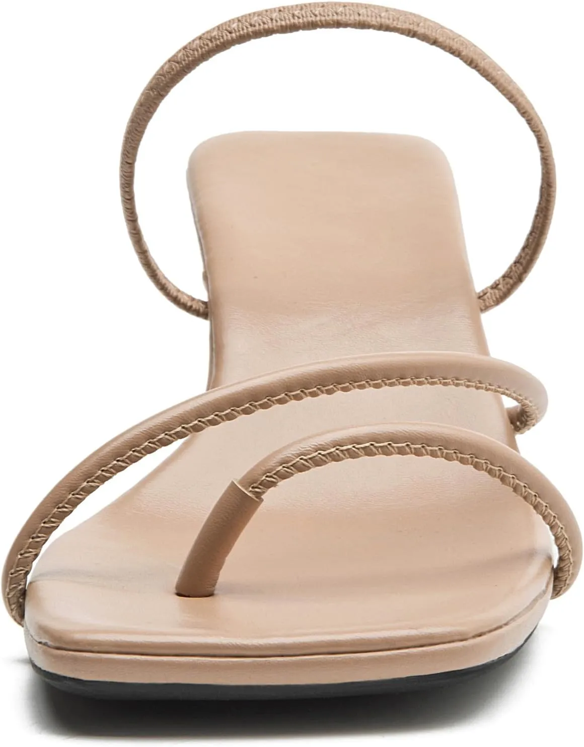 DADAWEN Women's kitten Heels Thong Sandals Strappy Open Square Toe Flip Flop Heels Sexy Fashion Comfort Summer Dressy Party Heeled Sandals