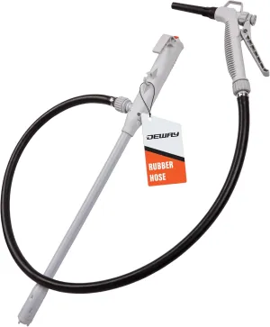 DeWay Battery-Powered Stick Fuel Transfer Pump with Hand Trigger Nozzle, 3.2GPM Flow Rate & 51” Rubber Transfer Hose, Fits Most Gas Cans for Pumping Gasoline, Kerosene, Diesel & Non-Potable Water