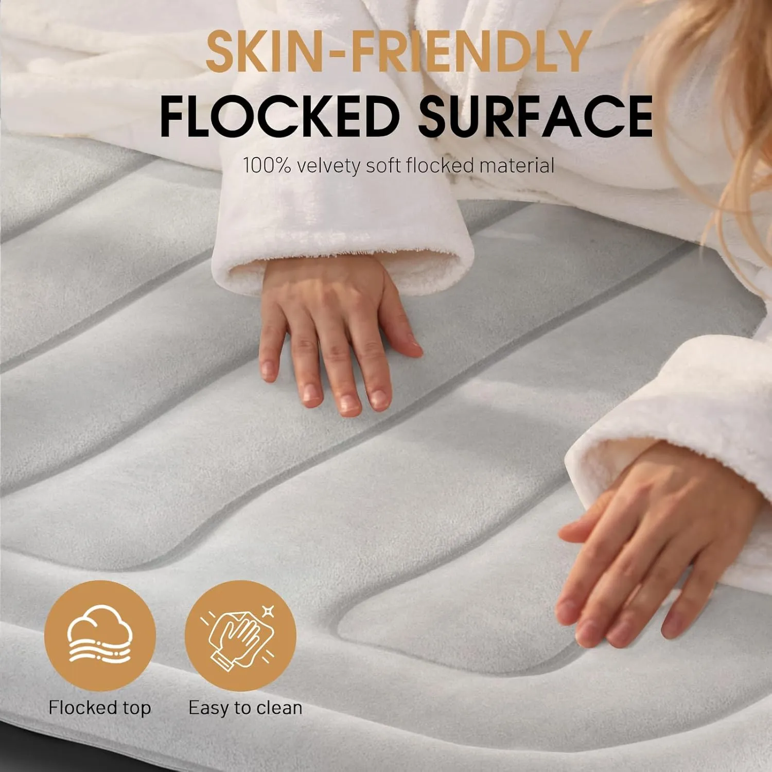 DIVON Twin Air Mattress with Built in Pump Raised,18” Inflatable Mattress with Wave Design,Blow Up Mattress in 2 Mins,Single Twin Size Air Mattress for Guest, Thicker AirBed,Colchon Inflable-330Lbs