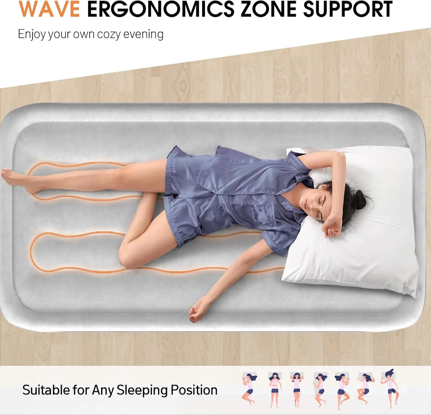 DIVON Twin Air Mattress with Built in Pump Raised,18” Inflatable Mattress with Wave Design,Blow Up Mattress in 2 Mins,Single Twin Size Air Mattress for Guest, Thicker AirBed,Colchon Inflable-330Lbs