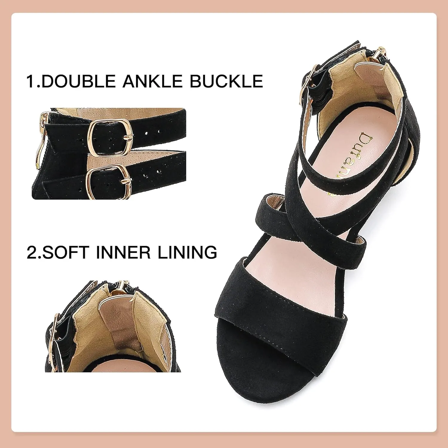 Dufannie Toddler Little Big Kid High Heels Flower Girls Party Dress Shoes Glitter Pump Sandals