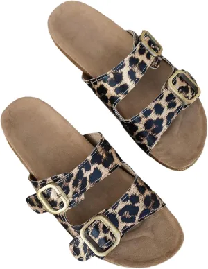 Eduavar Orthopedic Sandals for Women, Women Walking Slippers with Arch Support Leopard Anti-Slip Comfortable Sandals