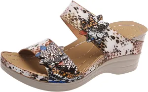 Eduavar Orthopedic Sandals for Women, Women Walking Slippers with Arch Support Leopard Anti-Slip Comfortable Sandals