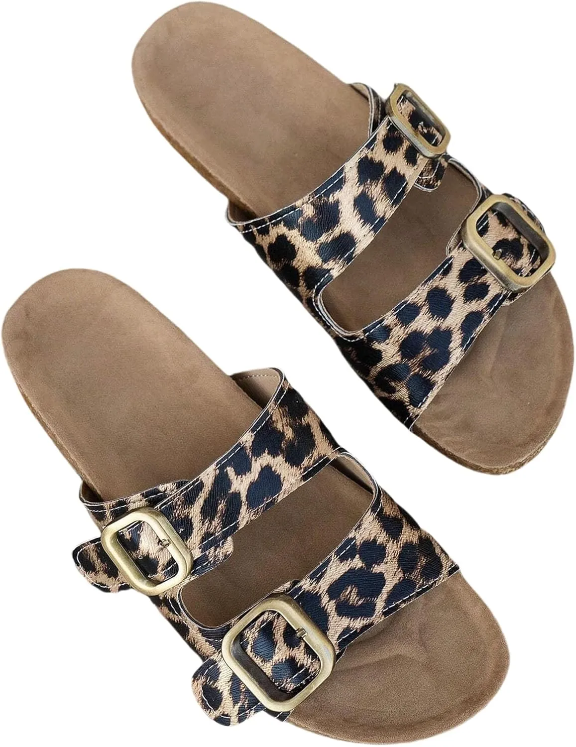 Eduavar Orthopedic Sandals for Women, Women Walking Slippers with Arch Support Leopard Anti-Slip Comfortable Sandals