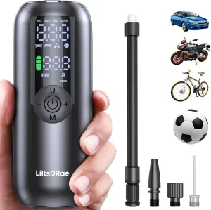 Electric Air Compressor Portable Bike Pump Car Tire Inflator, Max 150 PSI, Auto Shut-Off Air Pump with Presta and Schrader Valves for All Bicycles Motorcycles Balls and Cars