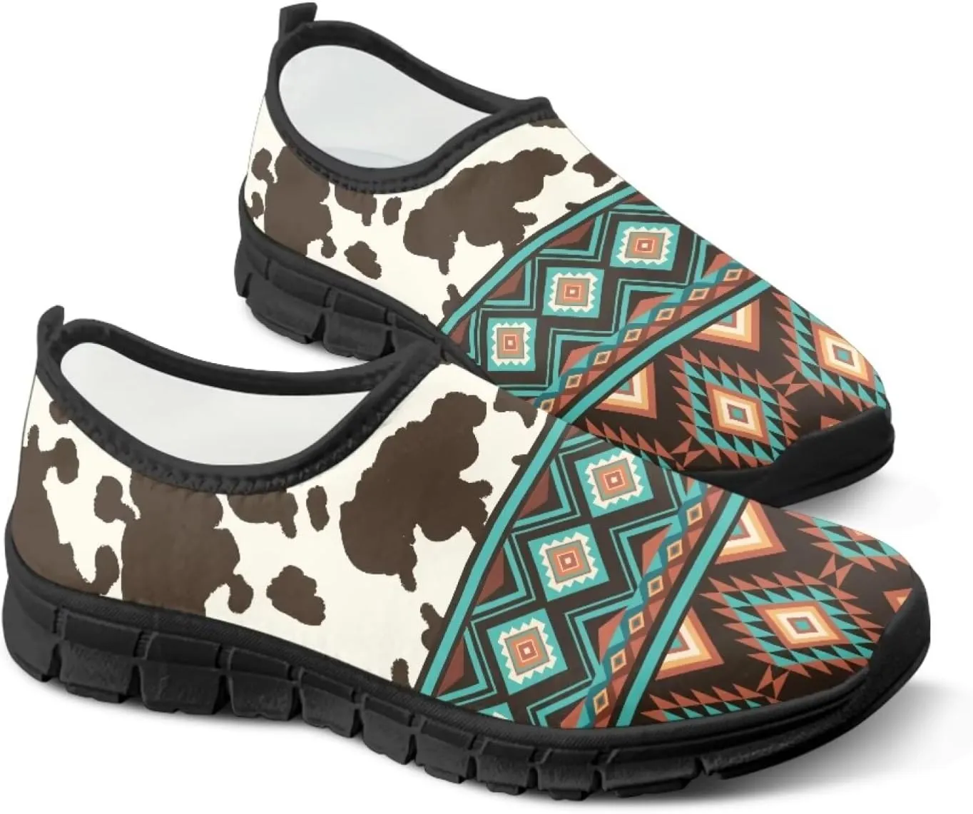 Ethnic Tribe Slip On Shoes for Men,Women Comfortable Leisure Slippers Elastic Black Outsole Walking Sneaker