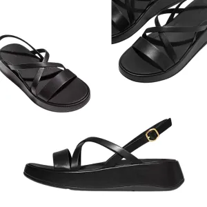 F-Mode Leather Flatform Strappy Back Strap Sandal by FIT FLOPS
