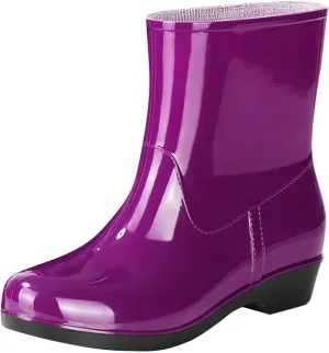 Fashion Rain Boots for Women PVC Durable Waterproof Shoes Comfort Non-Slip Mid Calf Garden Boot Cute Chelsea Booties
