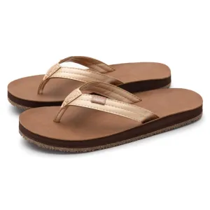 Feelgoodz Women's Zensole Slim Kinderz Water-resistant Vegan Leather/Natural Rubber Flip Flops (Sunset, Size 7)