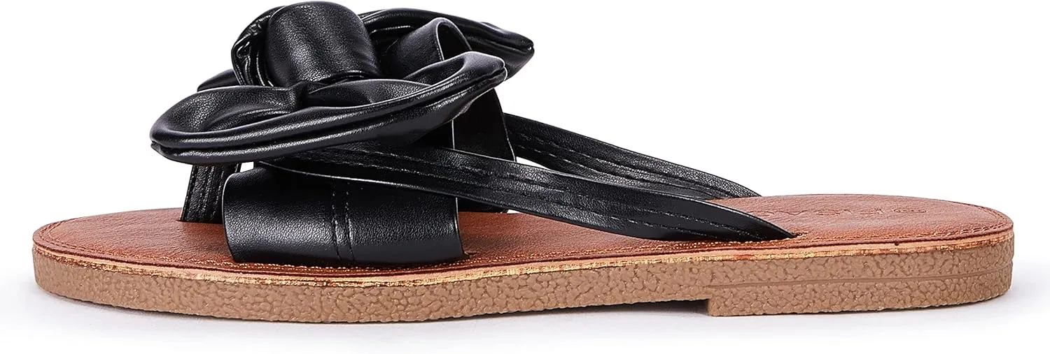 FISACE Womens Slip On Flip Flops Ring Toe Strappy Summer Gladiator Flat Sandals