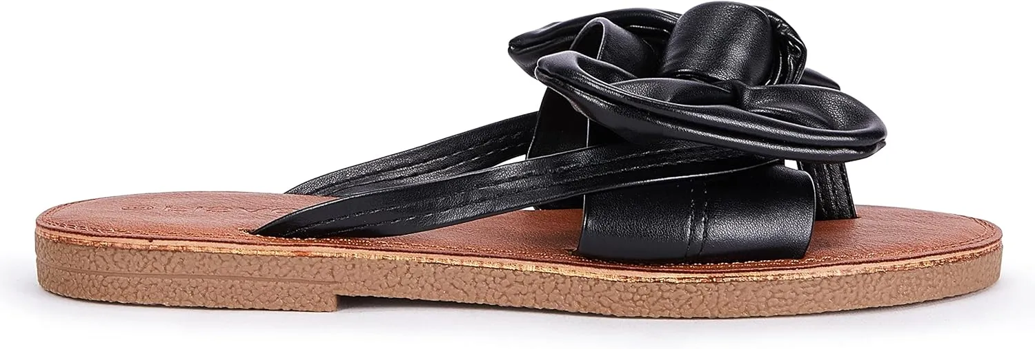 FISACE Womens Slip On Flip Flops Ring Toe Strappy Summer Gladiator Flat Sandals