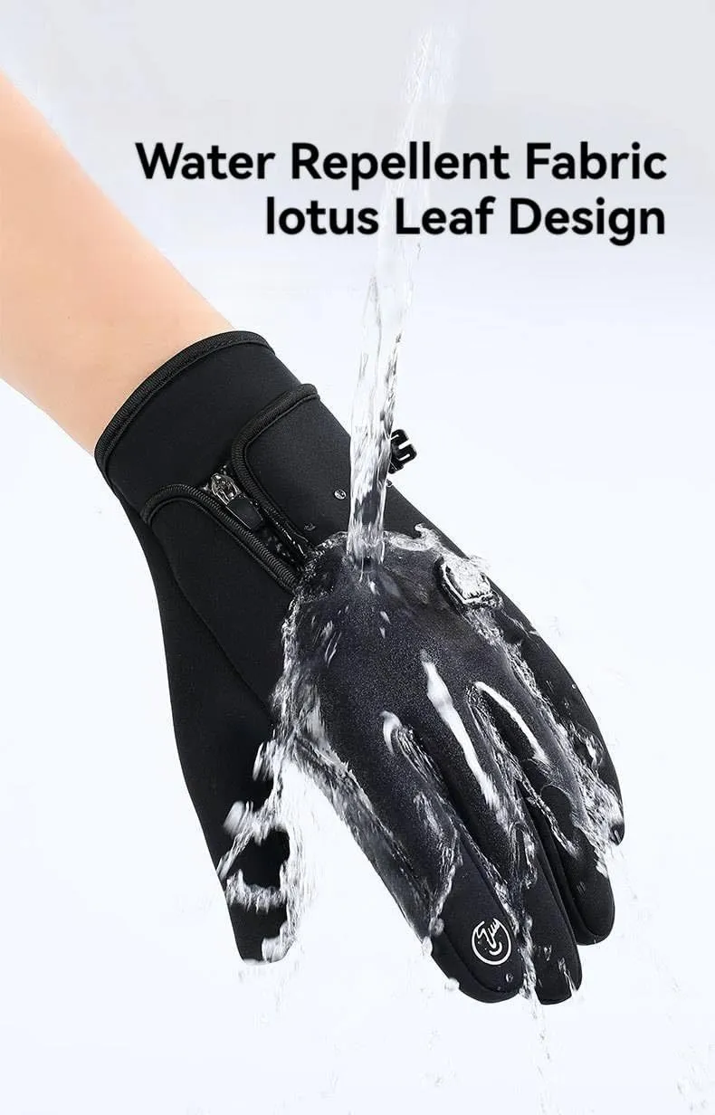 Fishing Gloves Cold Weather Outdoor Waterproof Warm Plus Velvet Padded Ice Fishing Touch Screen Mittens with Finger Flaps
