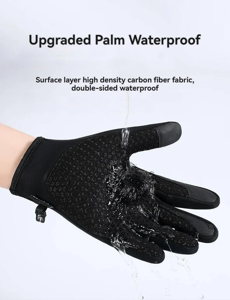 Fishing Gloves Cold Weather Outdoor Waterproof Warm Plus Velvet Padded Ice Fishing Touch Screen Mittens with Finger Flaps