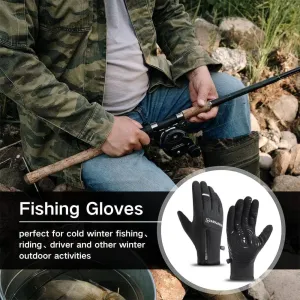 Fishing Gloves Men's Outdoor Padded Warm Winter Cold Weather Waterproof Fly Fishing Gloves Non-Slip Touchscreen (M,266 black)