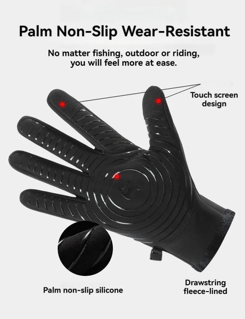 Fishing Gloves Men's Outdoor Padded Warm Winter Cold Weather Waterproof Fly Fishing Gloves Non-Slip Touchscreen (M,266 black)
