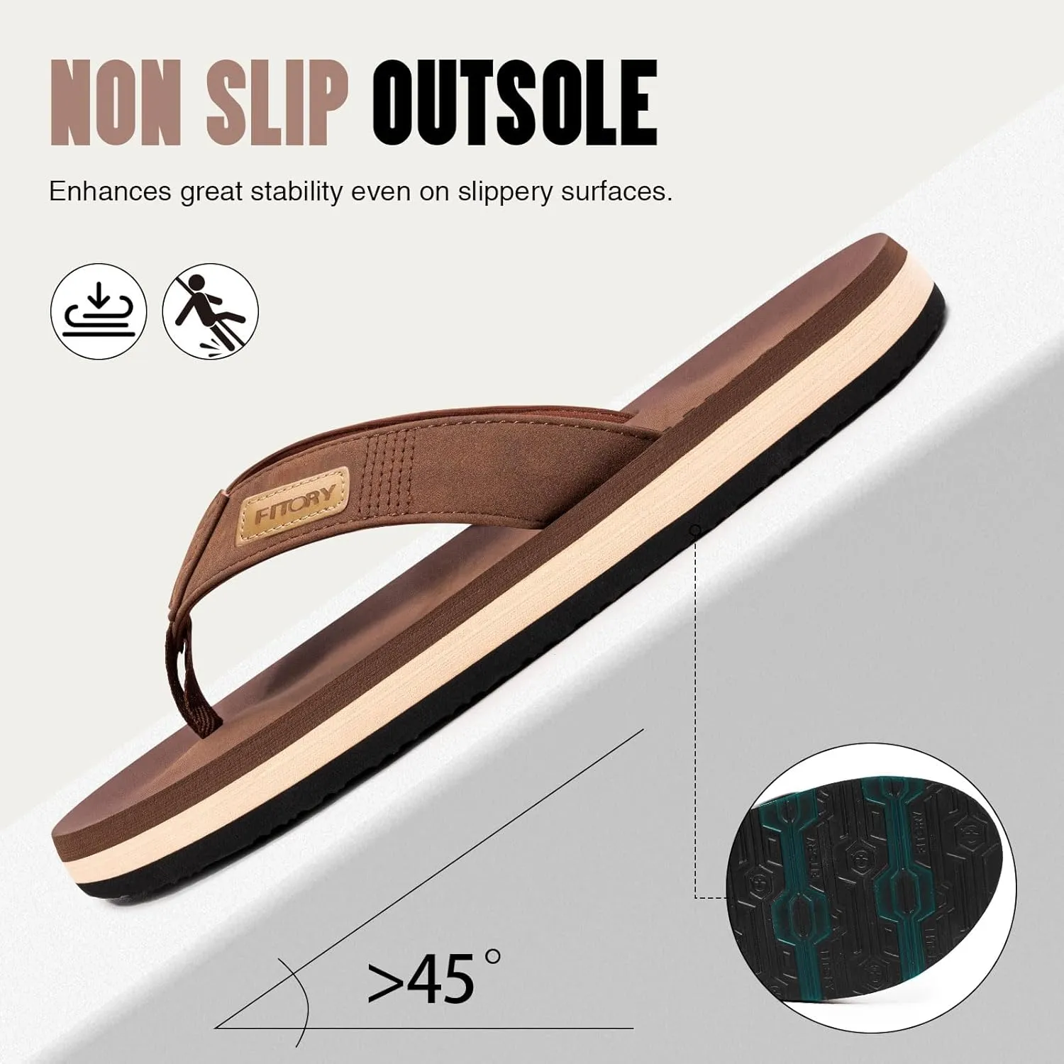 FITORY Men's Flip-Flops, Thongs Sandals Comfort Slippers for Beach