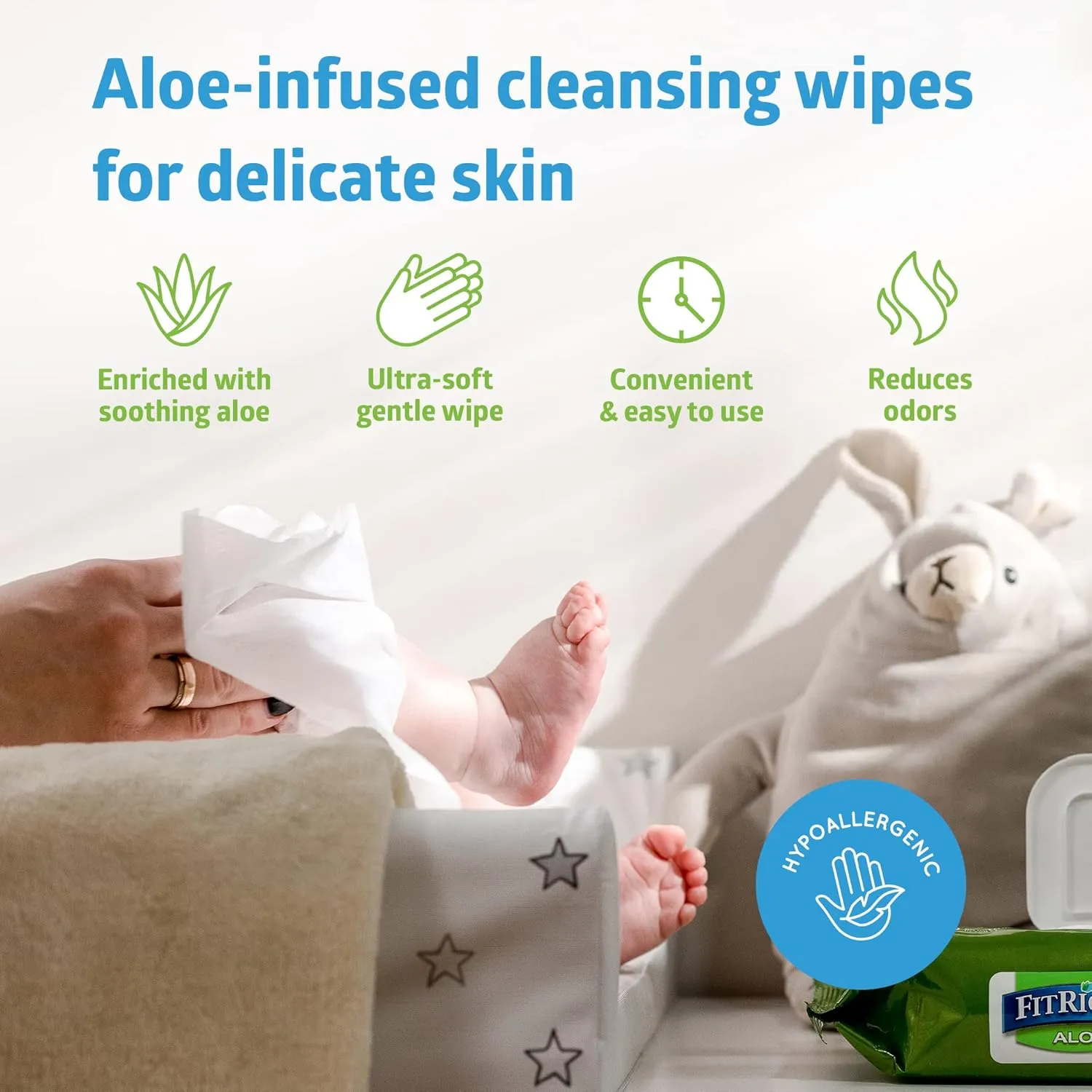 FitRight Personal Cleansing Wipes with Aloe (8x10 inch) | 600 Pieces Moisturizing Body Wipes for Adults Bathing and Incontinence Cleaning | Unscented Cloth Adult Wipes for Elderly Care