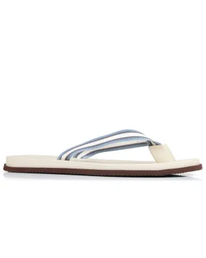 Flip Flop Sandal in White and Blue