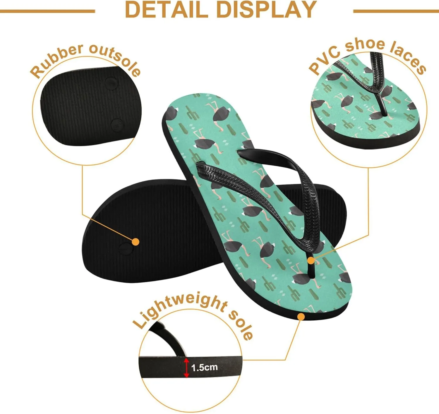 Flip Flops for Men Women Summer Sandals Bathroom Shower Shoes