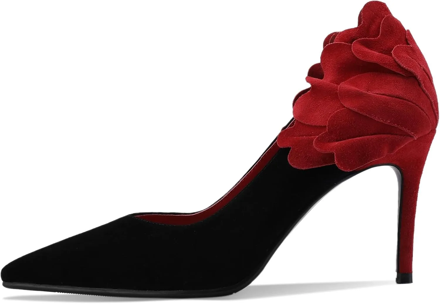 Floral High Heels for Women Stiletto Pointed Toe Pumps Closed Toe Dressy Comfortable Sexy Elegantes Faux Suede Wedding Slip On Formal Prom Sparkly 3 Inch Shoes
