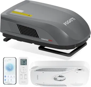 FOGATTI RV Air Conditioner 16K BTU, with Heat Pump and Cooling, with WiFi and Remote Control, Quiet AC, Rooftop AC Unit RV, Non-Ducted, Gray, InstaCool Ultra(2 Packages)