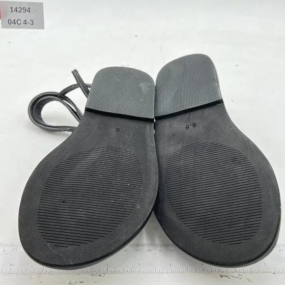 FOWT Black Round Toe Lace up Strappy Flats Casual Flip Flop Shoes