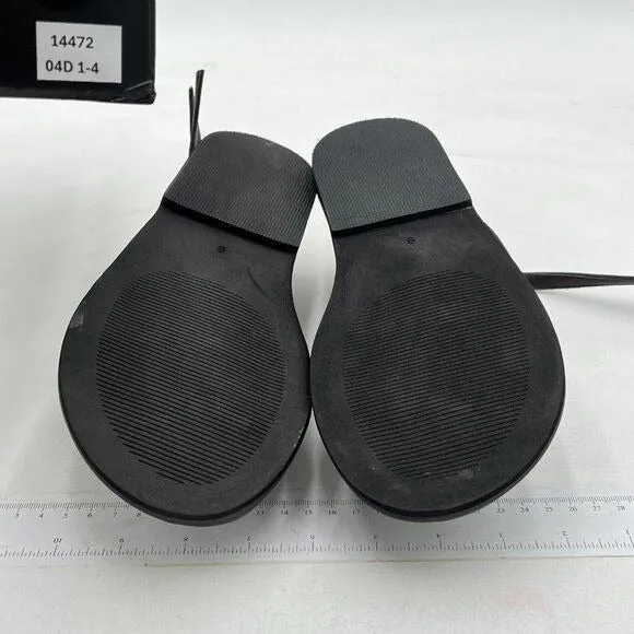 FOWT Black Round Toe Lace up Strappy Flats Comfortable Casual Flip Flop Shoes