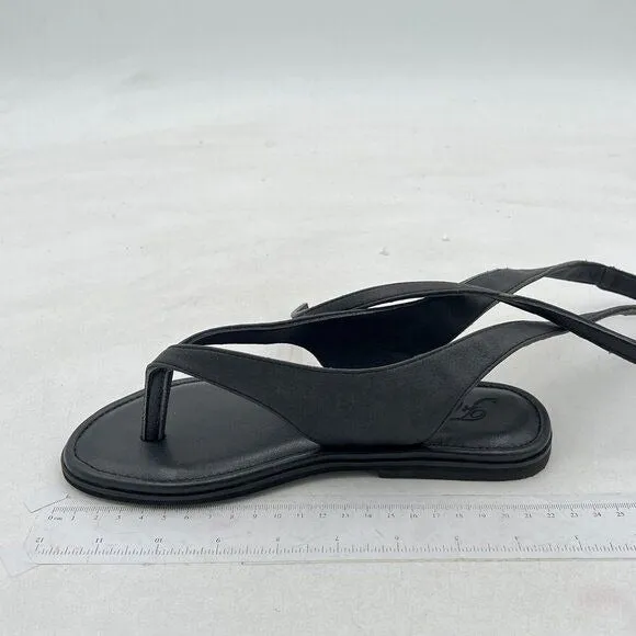 FOWT Black  Round Toe Sandals Lace up Strappy Comfortable Flats  Flip Flop Shoes