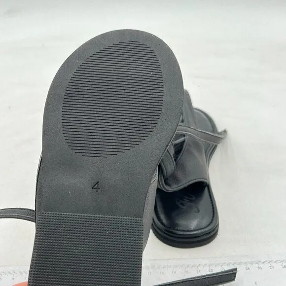 FOWT Black Split Round Toe Sandals Lace up Strappy Comfortable Flats Shoes